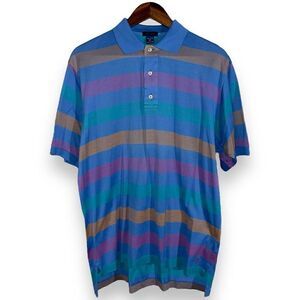 Jeff Rose Multicolored Stripe Italian Cotton Polo Shirt Sz M